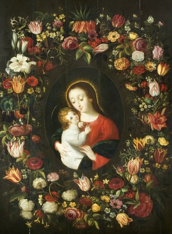 Jan Anton van der Baren, Maria met kind in bloemenkrans, ca 1650