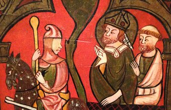 Altaarfrontaal van Sant Cebria (uitgesneden detail mid onder), 1300-1350. Musée épiscopal de Vic