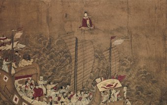 Chinese prent, een schip op volle zee, circa 1700, Rijksmuseum.jpg
