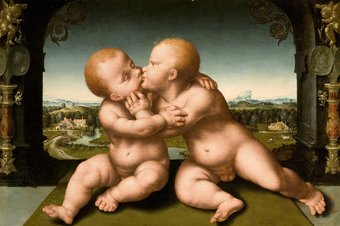 Christus en Johannes de Doper als kinderen, Atelier Joos van Cleve, 1425 - 1529. Collectie Museum Catharijneconvent