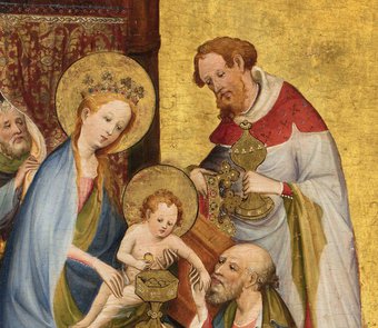 Detail middelrijns altaar 2, Geboorte van Christus, 1405-1414