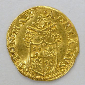 Florijn paus Adrianus VI met wapen, kz. vissende St. Petrus