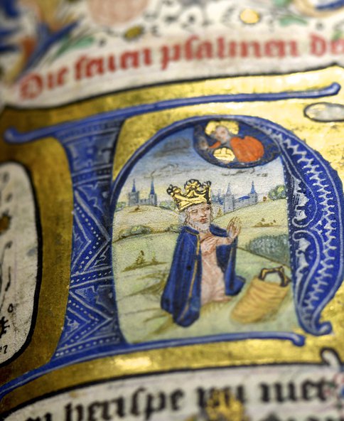 Afbeelding vanGetijdenboek (met Koning David), Brugge, Geert Groote, circa 1480, Collectie Museum Catharijneconvent, foto, Marco Sweering