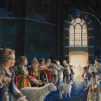 Charlotte Dematons. Zin in kerst 2020 uitsnede stalbezoekers links