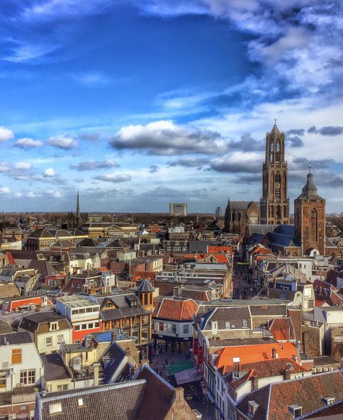 Binnenstad Utrecht vanuit de lucht